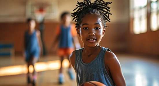 Girl Playing Basketball 550x300